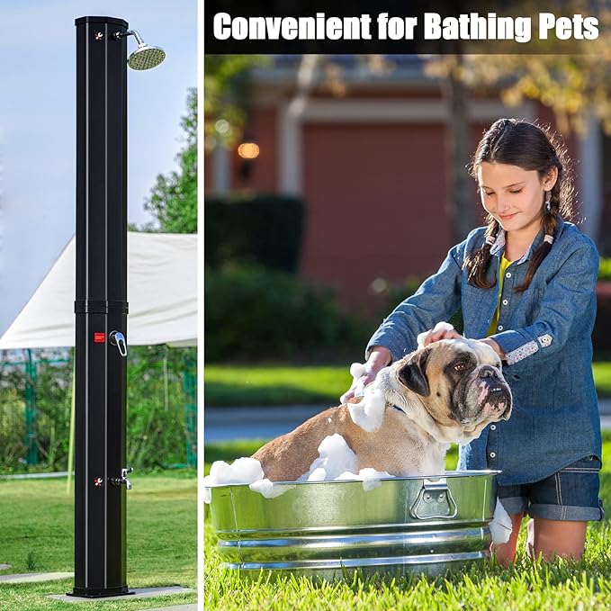 16 Gallon Outdoor Solar Shower with Shower Head and Foot Shower Tap