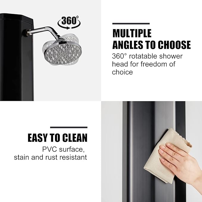 16 Gallon Outdoor Solar Shower with Shower Head and Foot Shower Tap