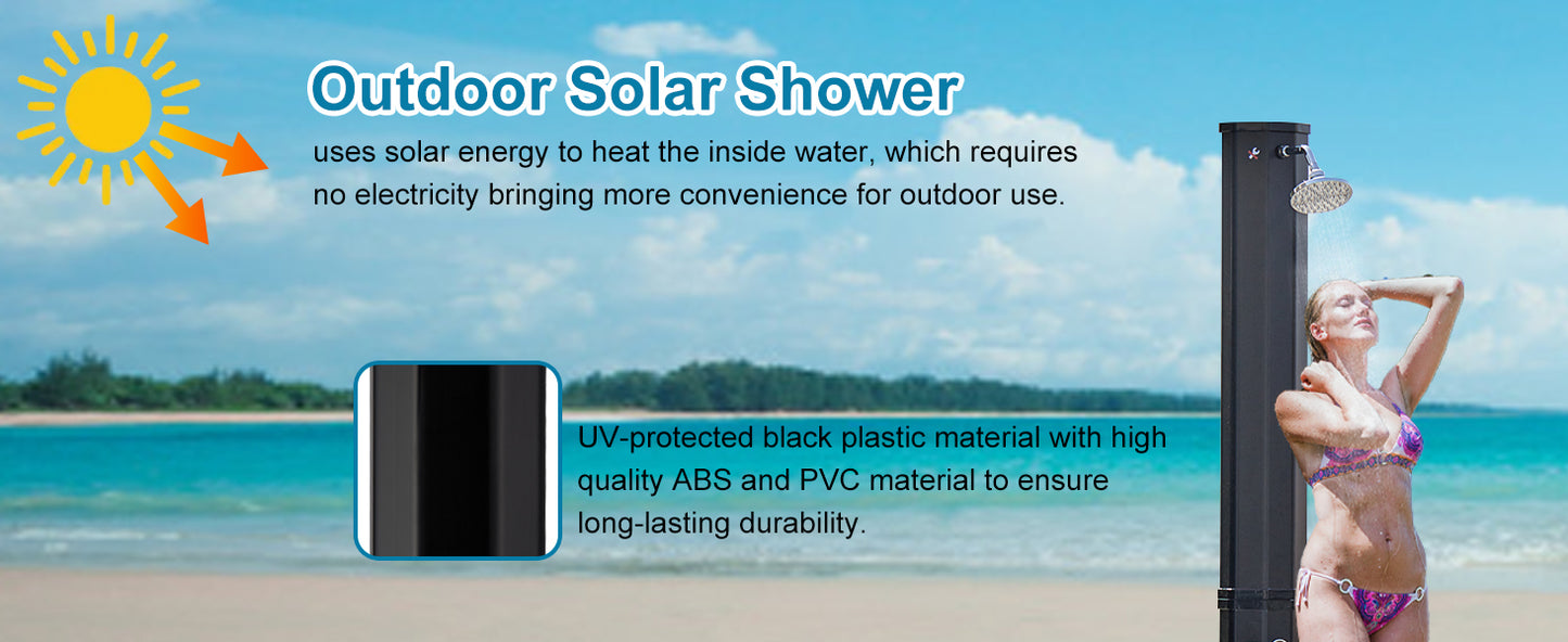 16 Gallon Outdoor Solar Shower with Shower Head and Foot Shower Tap