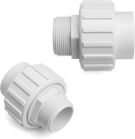 XtremepowerUS 2-Pieces Universal 1.5" PVC x 1.5" Slip Union Socket Joint Adapter Fitting Quick Connector Replacement (Male X Slip) Pool Spa Pump